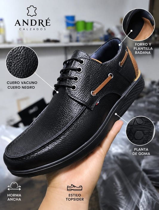 Zapato Top sider - Cuero Negro P/Negro