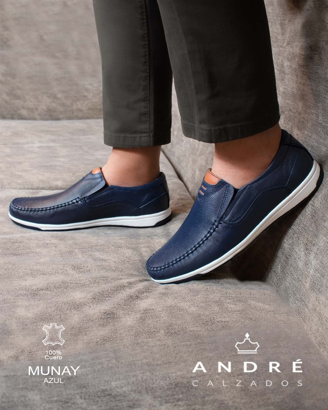 Mocasin Munay - Cuero Azul oscuro