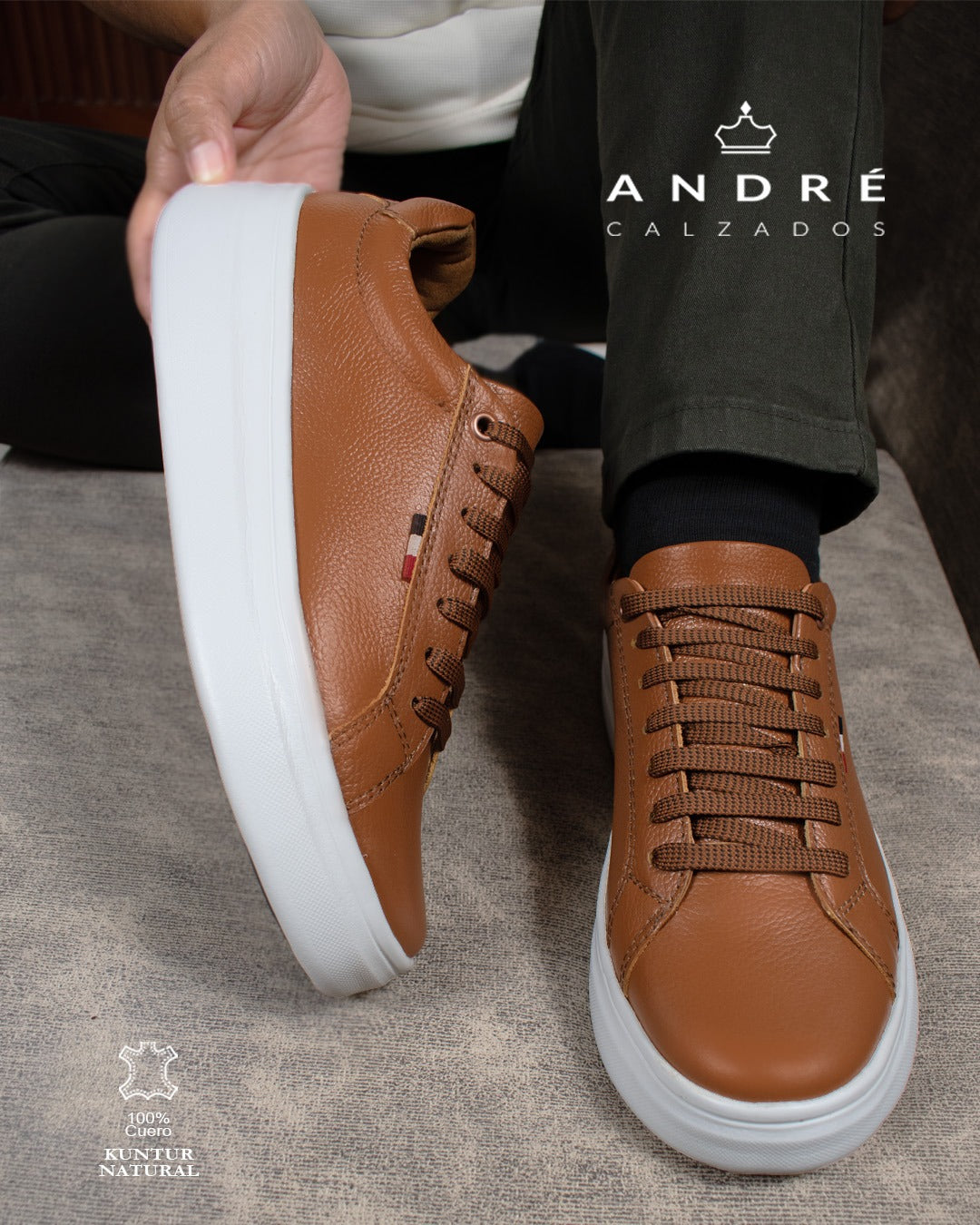 Zapatilla de cuero Kuntur Natural