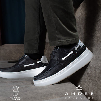 Zapato Top sider - Cuero negro