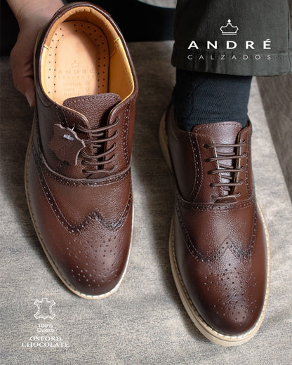 Zapato Oxford - Cuero marrón moro P/beige