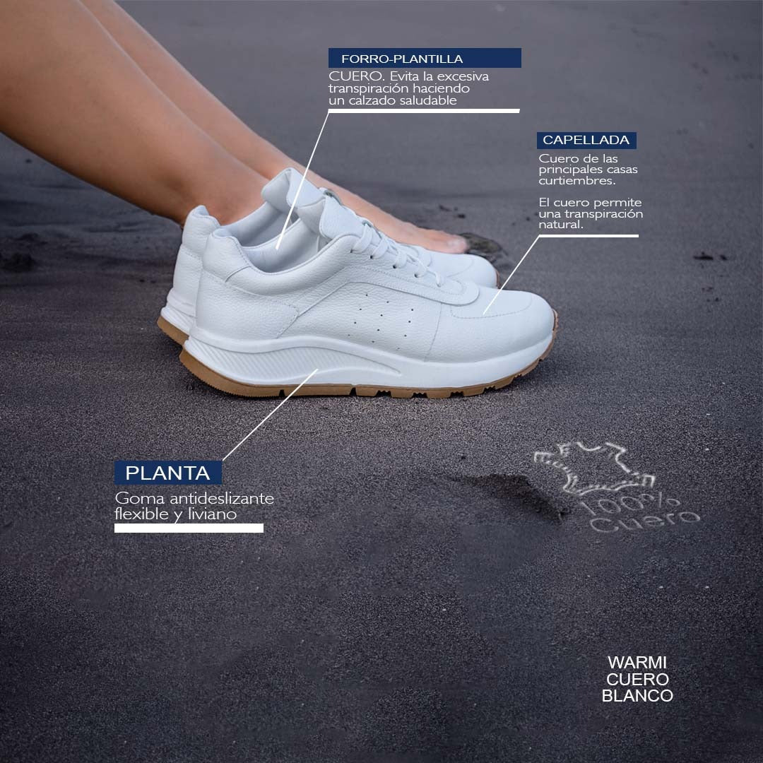 Zapatilla Warmy  - Cuero blanco