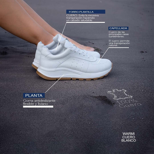 Zapatilla Warmy  - Cuero blanco