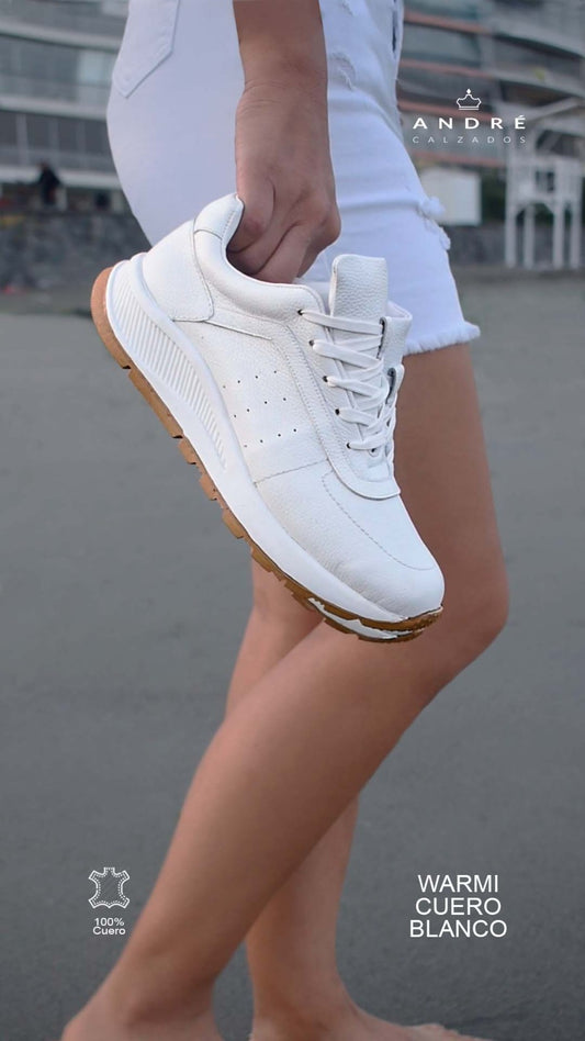 Zapatilla Warmy  - Cuero blanco
