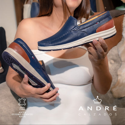 Mocasín Anta - Cuero azul