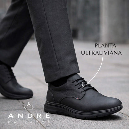 Zapato André Ultraliviano - Cuero cerato negro