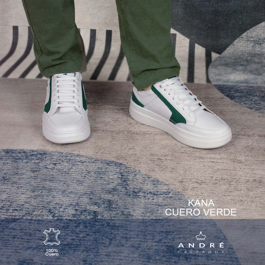 Zapatilla de cuero Kana verde