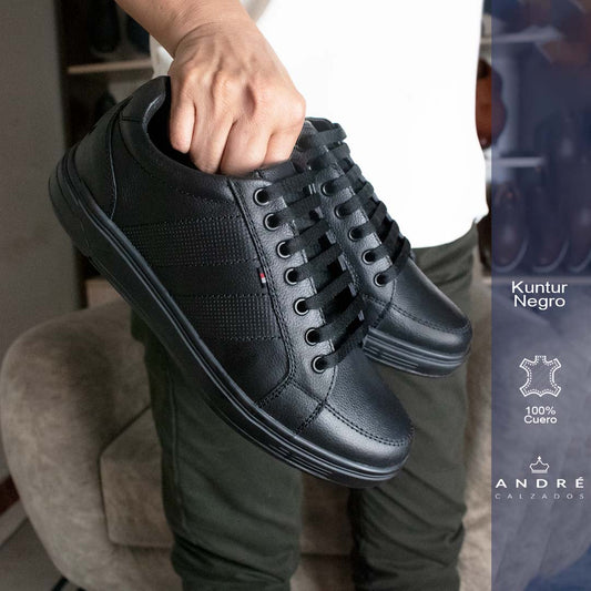 Zapatilla de Cuero Kuntur Negro