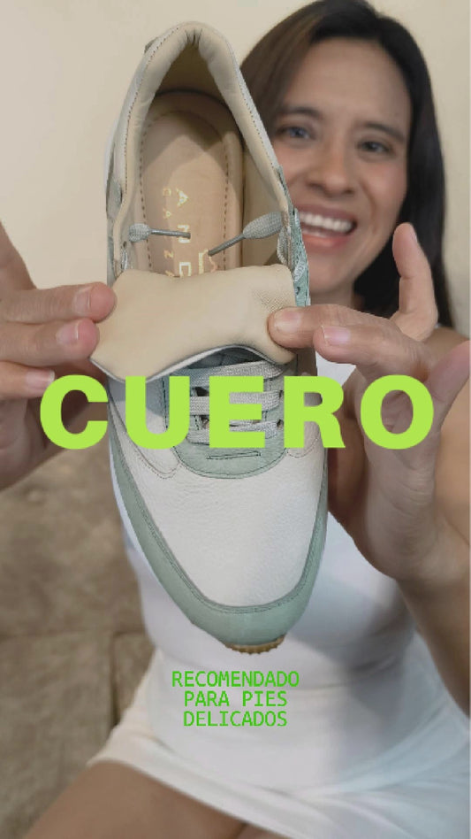 Zapatilla Warmi - Cuero verde limón