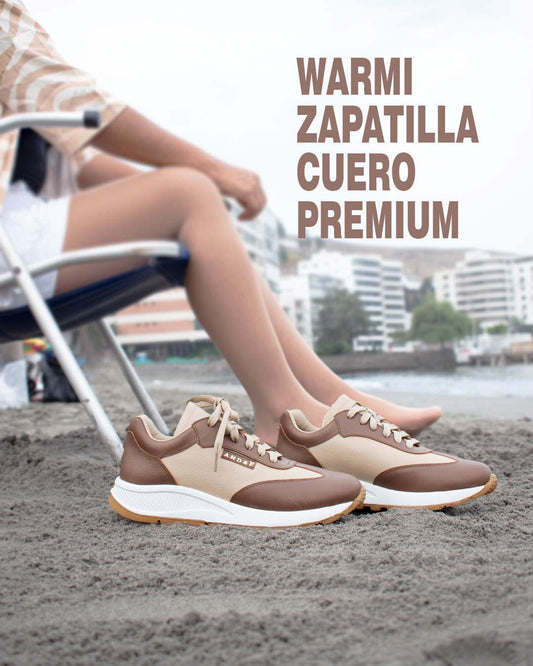 Zapatilla de cuero warmi Beige
