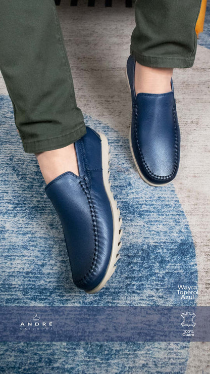 Mocasin Wayra - Cuero Toperol azul